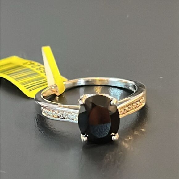 NWT Oval Cut Black Tourmaline Solitaire Ring Set in Sterling Silver size 10 - Picture 8 of 10